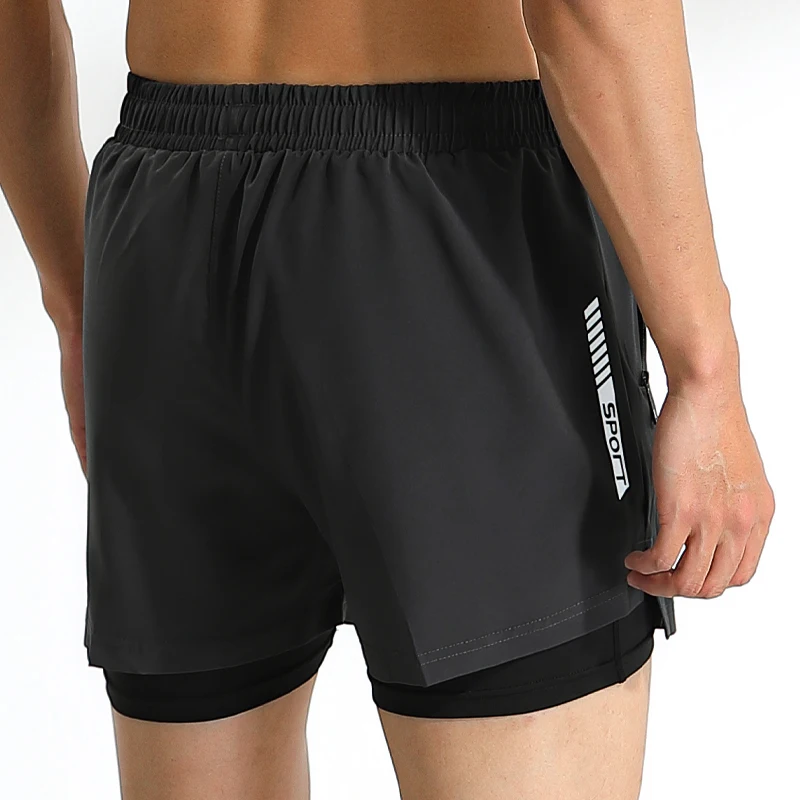 Running Shorts Men 2 In 1 Quick Dry Marathon Sport Short Pants Double Layer Male Basketball Training Jogging Shorts