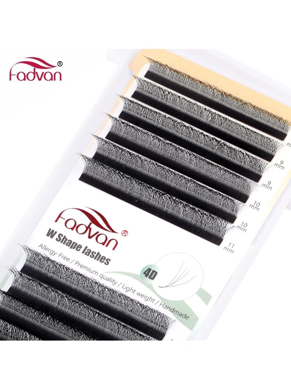 Pestañas Fadvan 4D W, extensiones de pestañas en abanico 4D prefabricadas en negro/marrón, 0,07 C/D, volumen suave Natural, pestañas estilo W