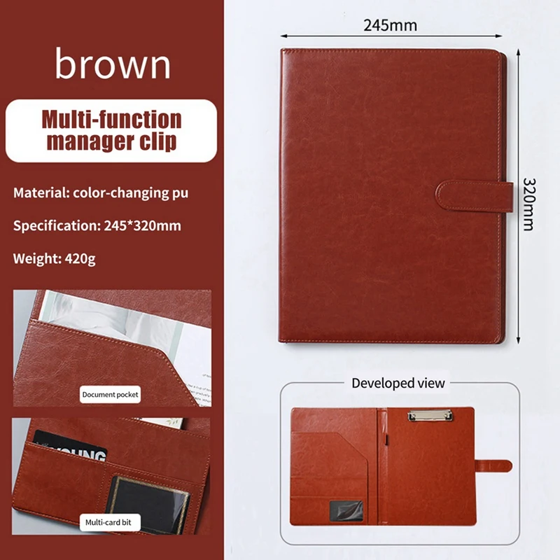 A4 Leather Folder Multifunctional Business Contract Folder With Notes Business Stationery Folder