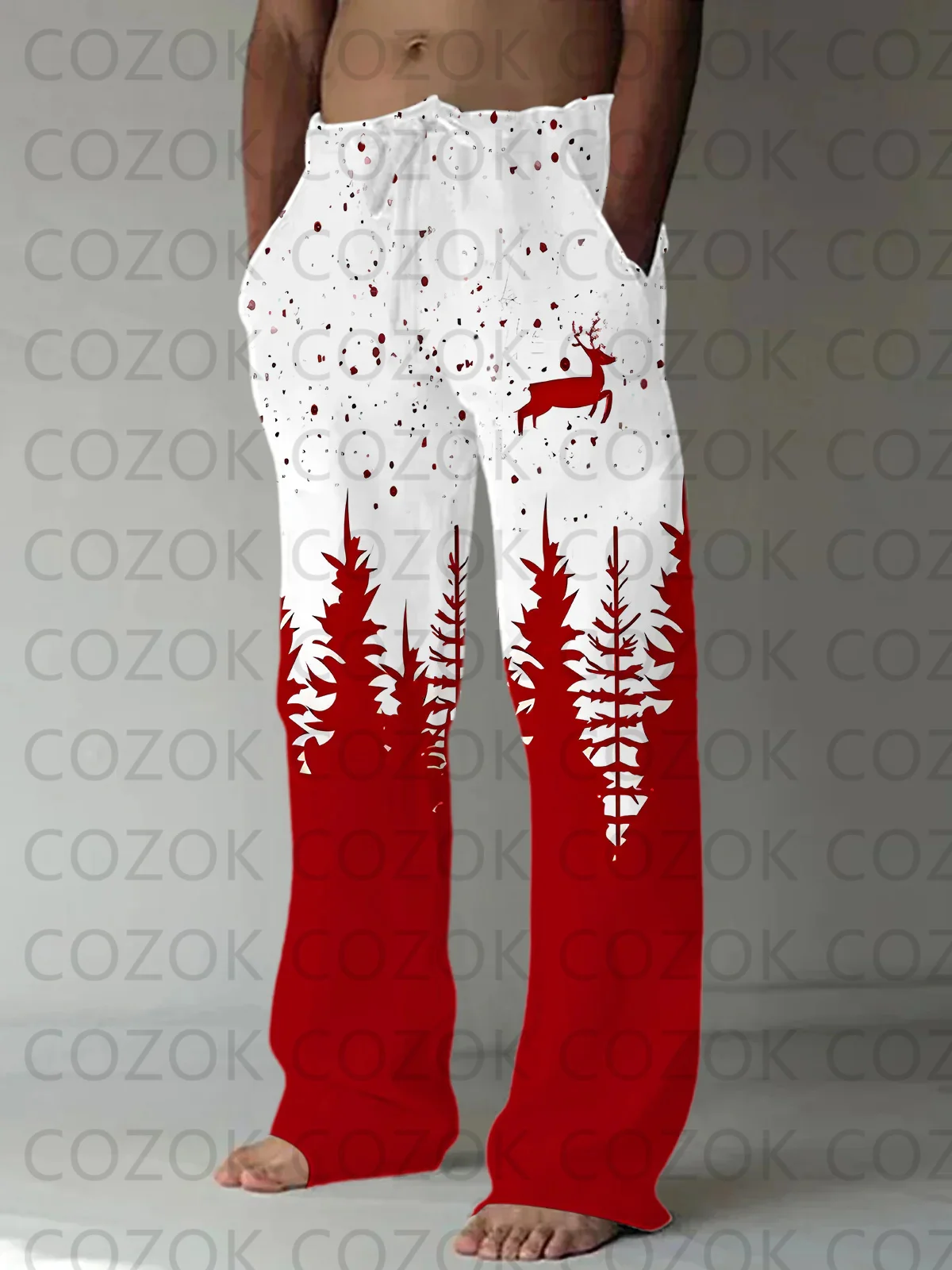 Christmas Dear Pattern Digital Printing Pants for Men and Women, Fashion Casual Pants for Men and Women