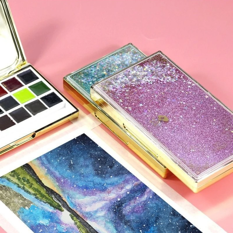 مجموعة ألوان مائية صلبة محمولة عالية القيمة مكونة من 24 لونًا تحتوي على صندوق طلاء لفناني الرسم #2