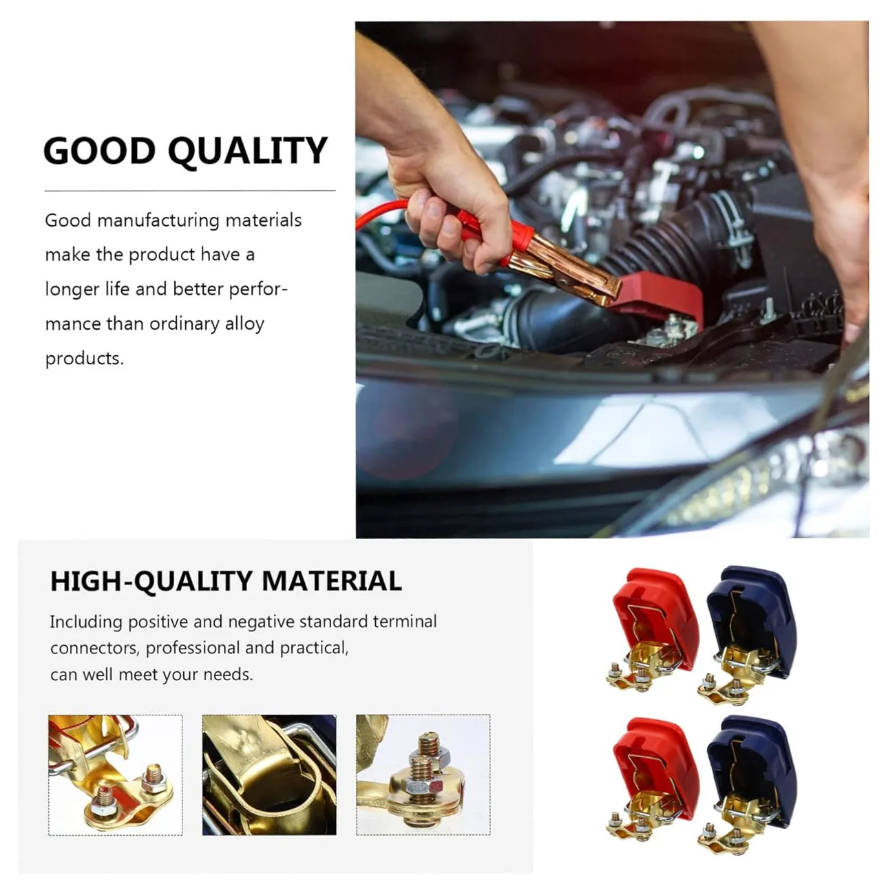 Connector Clamps Car Battery Terminals Connectors 1 Pair Copper Plate Car Quick Release Top Post Battery Clamps for Car Van More