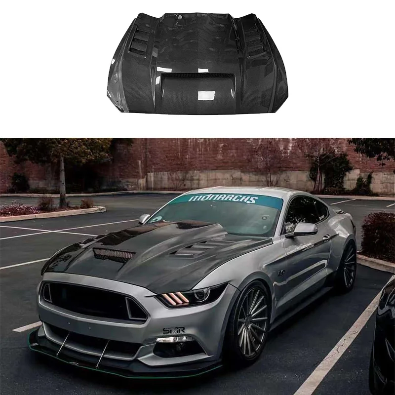 

It is applicable to the carbon fiber front engine hood vent modification of Ford Mustangs from 2015 to 2017