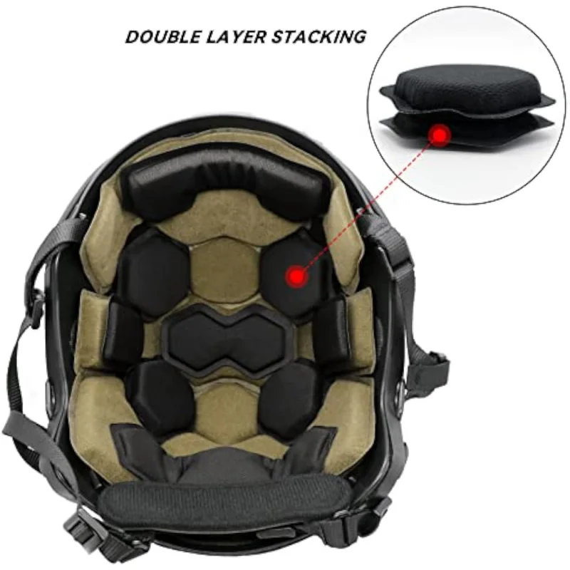 مجموعة وسائد إسفنج الذاكرة للخوذة التكتيكية العالمية - حشوات وسادة واقية لخوذات FAST/MICH/ACH/USMC/PASGT