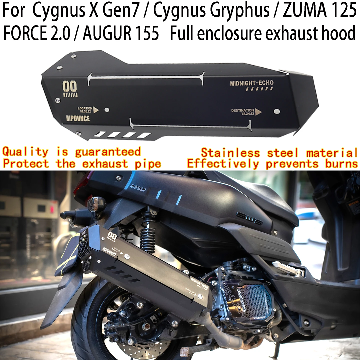 

For Yamaha New Cygnus X Cygnus X Gen7 Full enclosure exhaust hood Yamaha Cygnus Gryphus BWS 125 ZUMA 125 FORCE 2.0 AUGUR 155