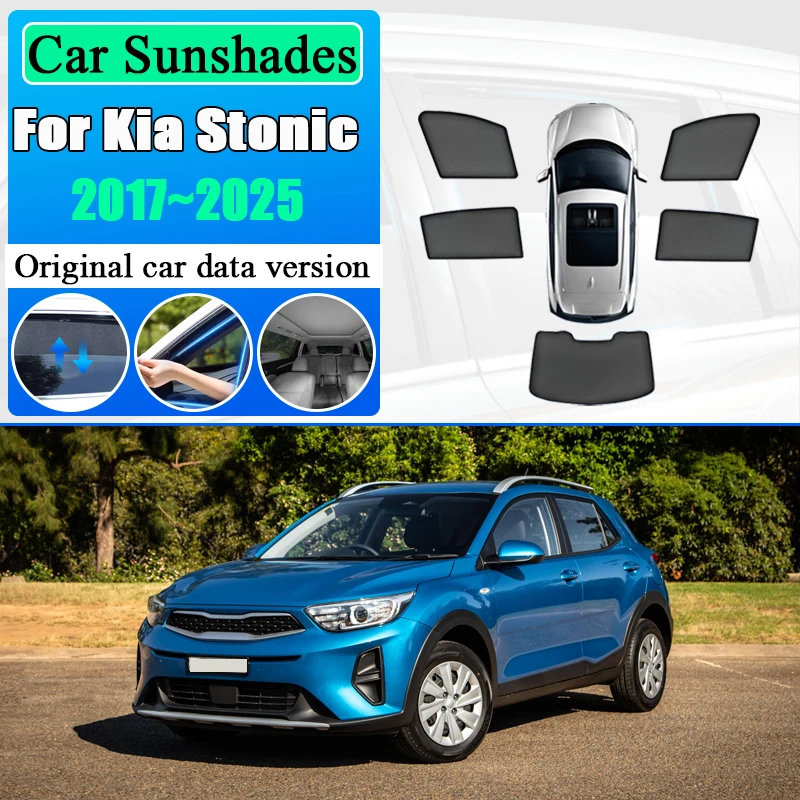 

Магнитный солнцезащитный козырек для Kia Stonic, аксессуары YB CUV 2017 ~ 2025, лобовое стекло, боковое окно, автомобильные сетчатые солнцезащитные козырьки, автомобильный солнцезащитный козырек