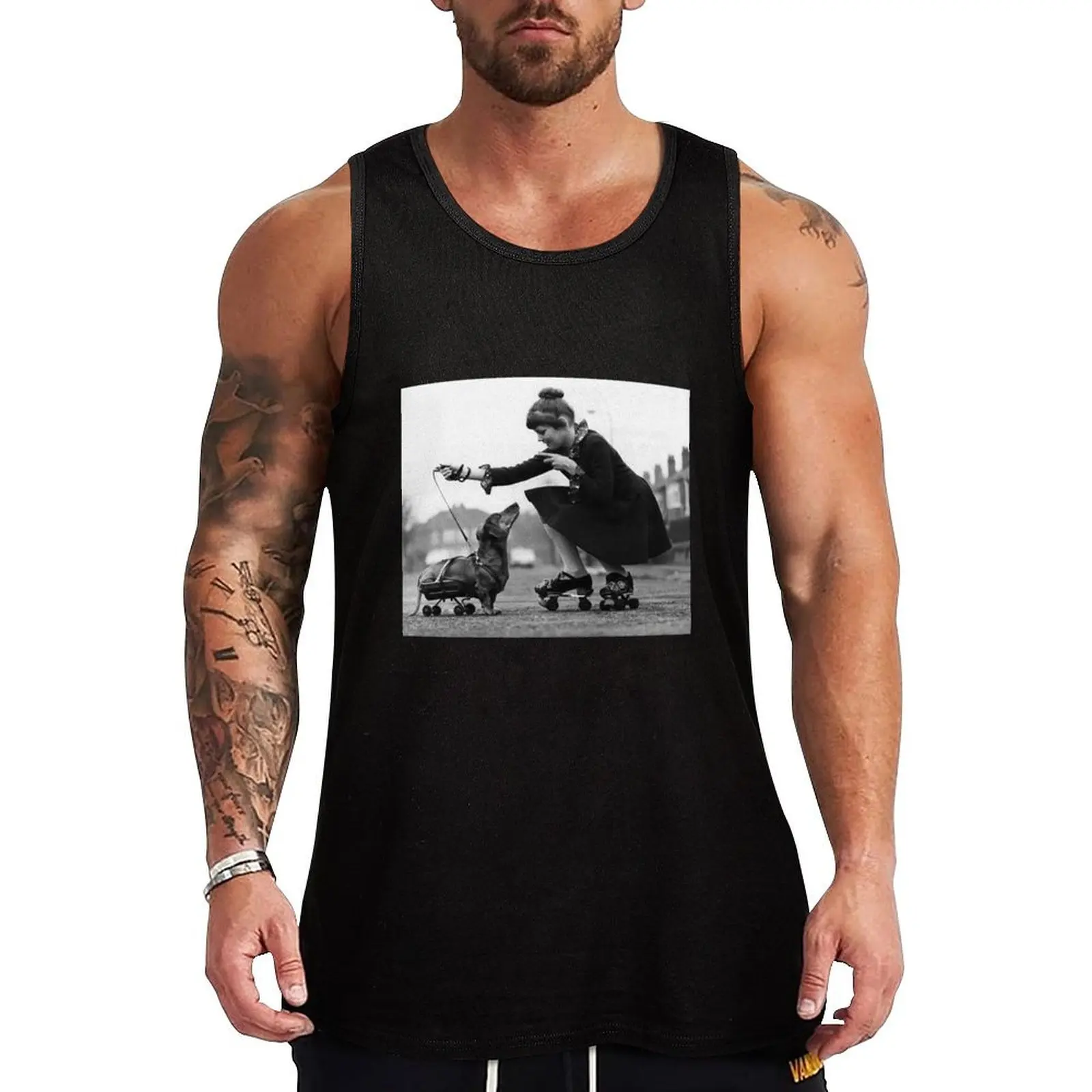 

Vintage dog photos Dachshund Dogs retro pet love Tank Top Gym man fitness sleeveless tshirts for men summer clothes men 2025