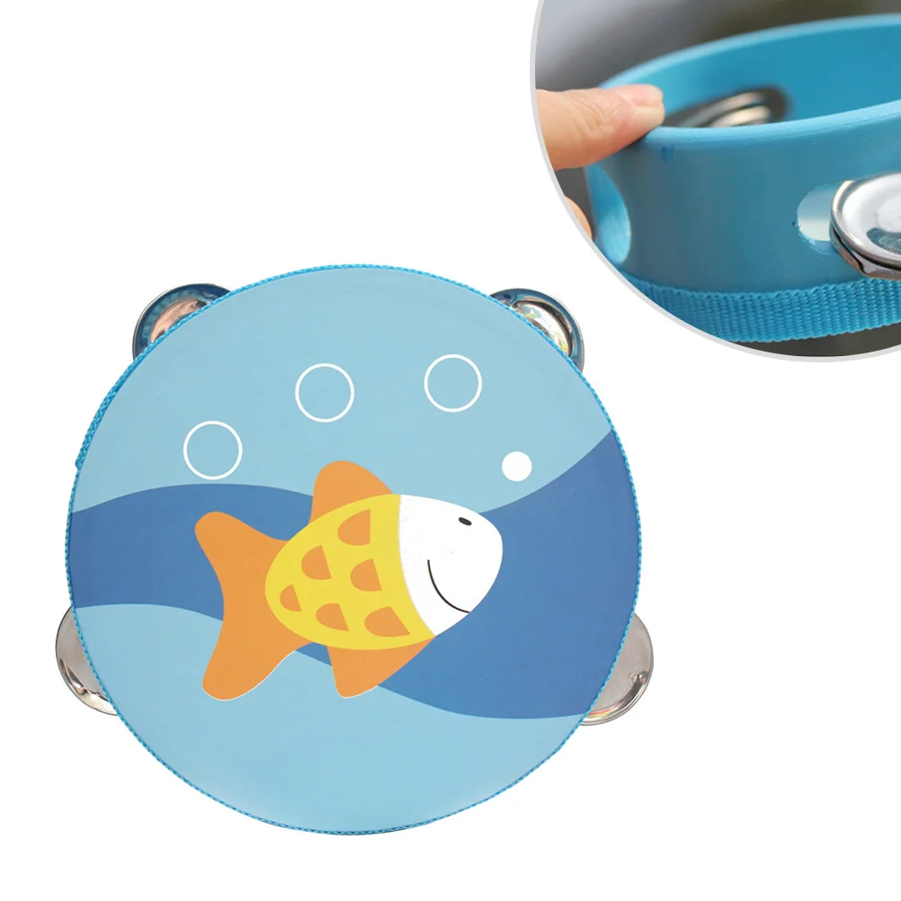 Baby-Handglocke, 10 cm, buntes Cartoon-Muster, sicher, ungiftig, Lebensmittelqualität, Farbtrommel, pädagogisches Kinder-Musikinstrument