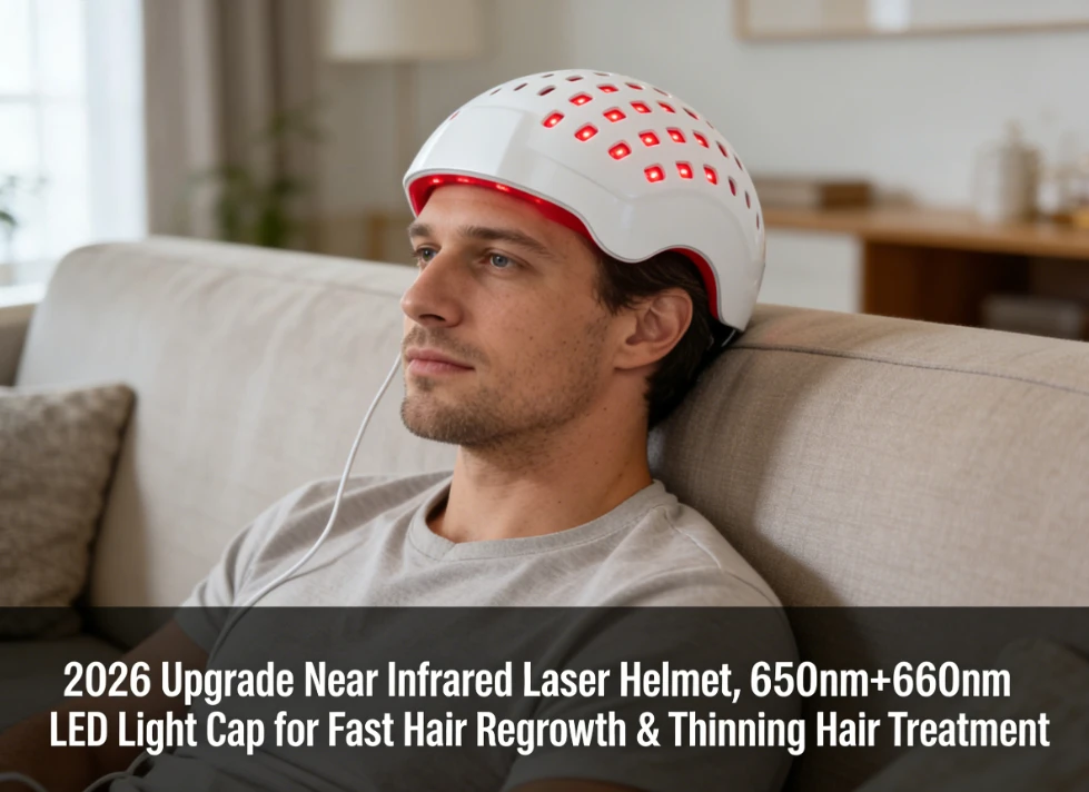

Горячая распродажа 2026! Шлем для светотерапии ближним инфракрасным светом, LED-лазерный шлем 650нм+660нм для быстрого роста волос и омоложения кожи головы