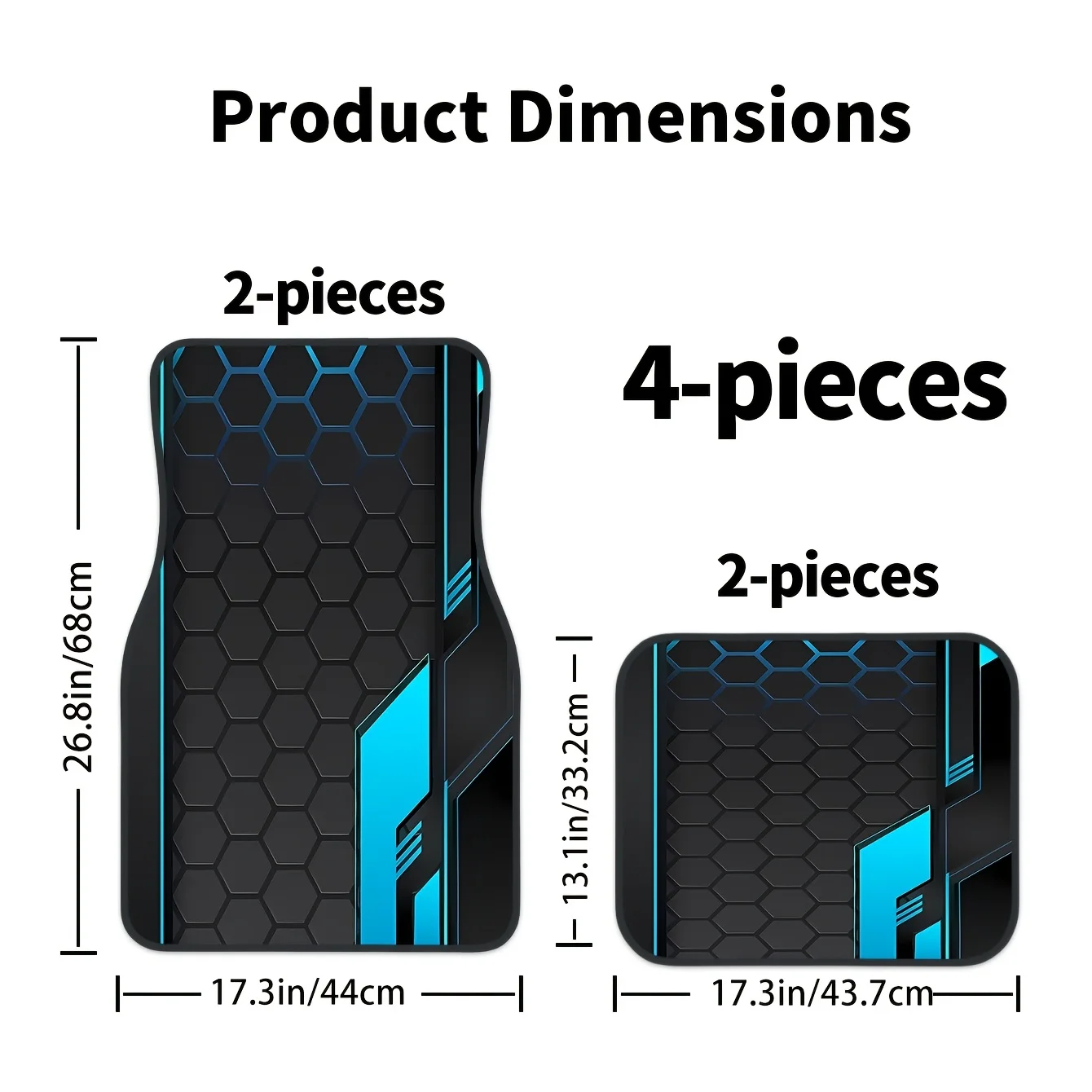 4pcs Set Of Trendy Geometric Pattern Printed Car Floor Mats, Automotive Interior Additions, Easy To Clean, Suitable For Cars, Tr