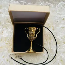 Magic World Cos Prop Golden Cup Pendant Necklace Cup Gift Box or Sack 2PCS Set Easter Halloween Christmas Thanksgiving Gift