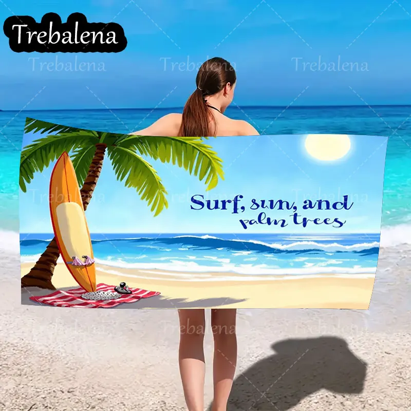 

Ультрамягкое пляжное полотенце 30*60 дюймов с пляжным полотенцем Surf Sun Palmes на лето