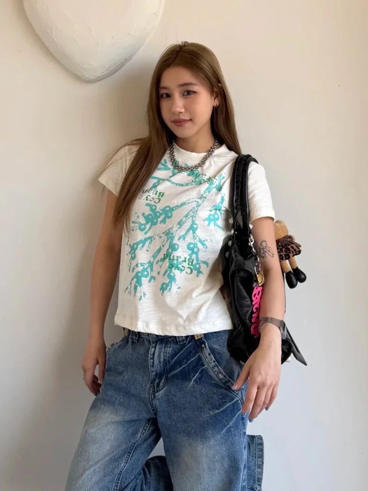 Tonngirls T-Shirt im koreanischen Stil für Damen, kurzärmelig, bedruckt, Grafik-Tops, Streetwear, Y2k, Vintage-Tops, japanische 2000er-Jahre-T-Shirts, E-Girls – Detail 9