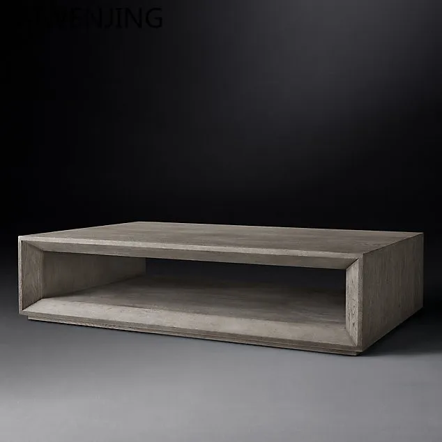 

HLZ all solid wood coffee table retro oak coffee table rectangular log furniture