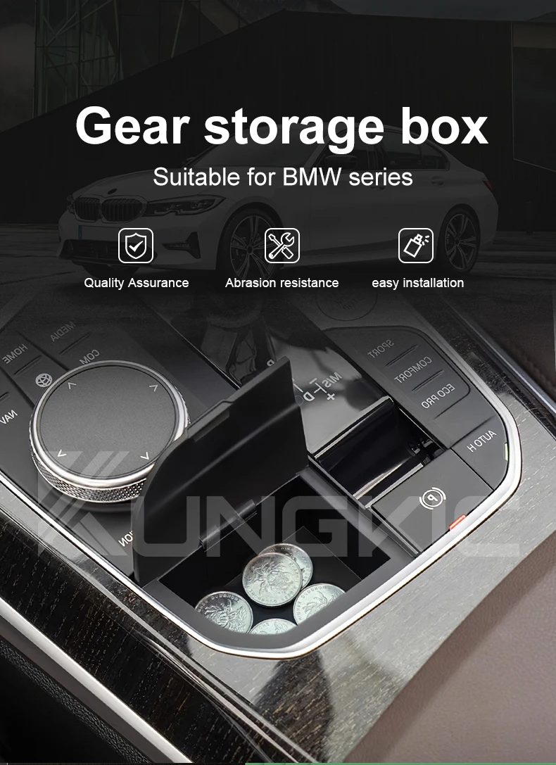 RHD Aufbewahrungsbox für BMW 2 3 4er F40 G20 G26 G01 G02 G05 G06 G07 I4 X3 X4 X5 X6 M4 Modifikation Auto Konsole Schalthebel – Detail 1