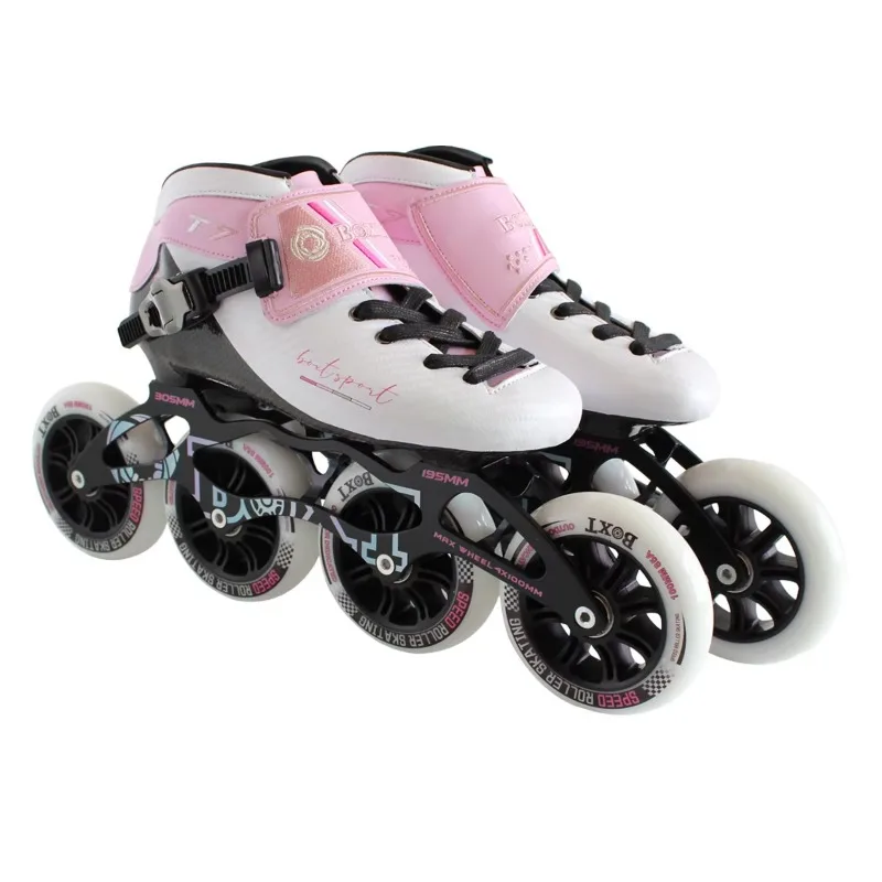 Manufacturer's Direct Sales of All Carbon Fiber Professional Speed Skating Shoes, Adult Four Wheel and Youth Three Wheel