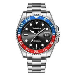 Top DESIGN GMT Watches Men's Luxury One Way Rotation Bezel Automatic Mechanical Watch 40MM Stainless Steel Waterproof Wristwatch