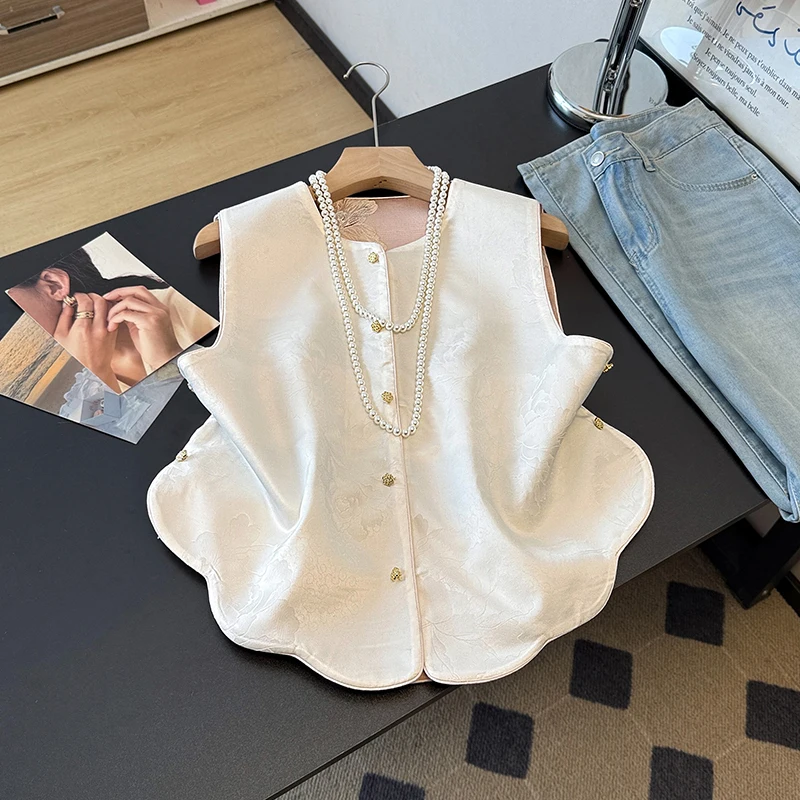 Double-Sided Wear Satin Embroidered National Style Women's Jacket Chinese Classical Ethnic Floral Lace Hemline Fashionable Top