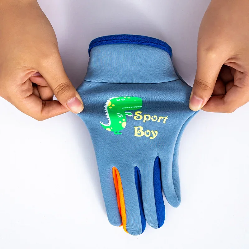 Guantes para niños fluorescentes de dibujos animados ciclismo al aire libre dinosaurio deportes cálido invierno esquí guantes impermeables a prueba de viento niños niñas