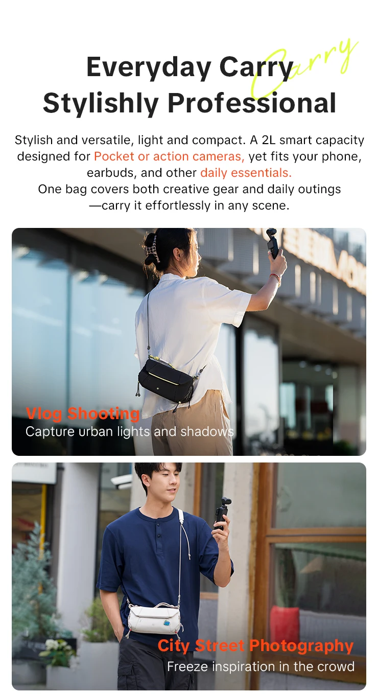 PGYTECH OneGo Pocket Sling Geeignet für DJI Pocket 3, Aufbewahrungstasche, Kameratasche, Sportkamera, Aufbewahrungstasche, Handy-Umhängetasche – Detail 3