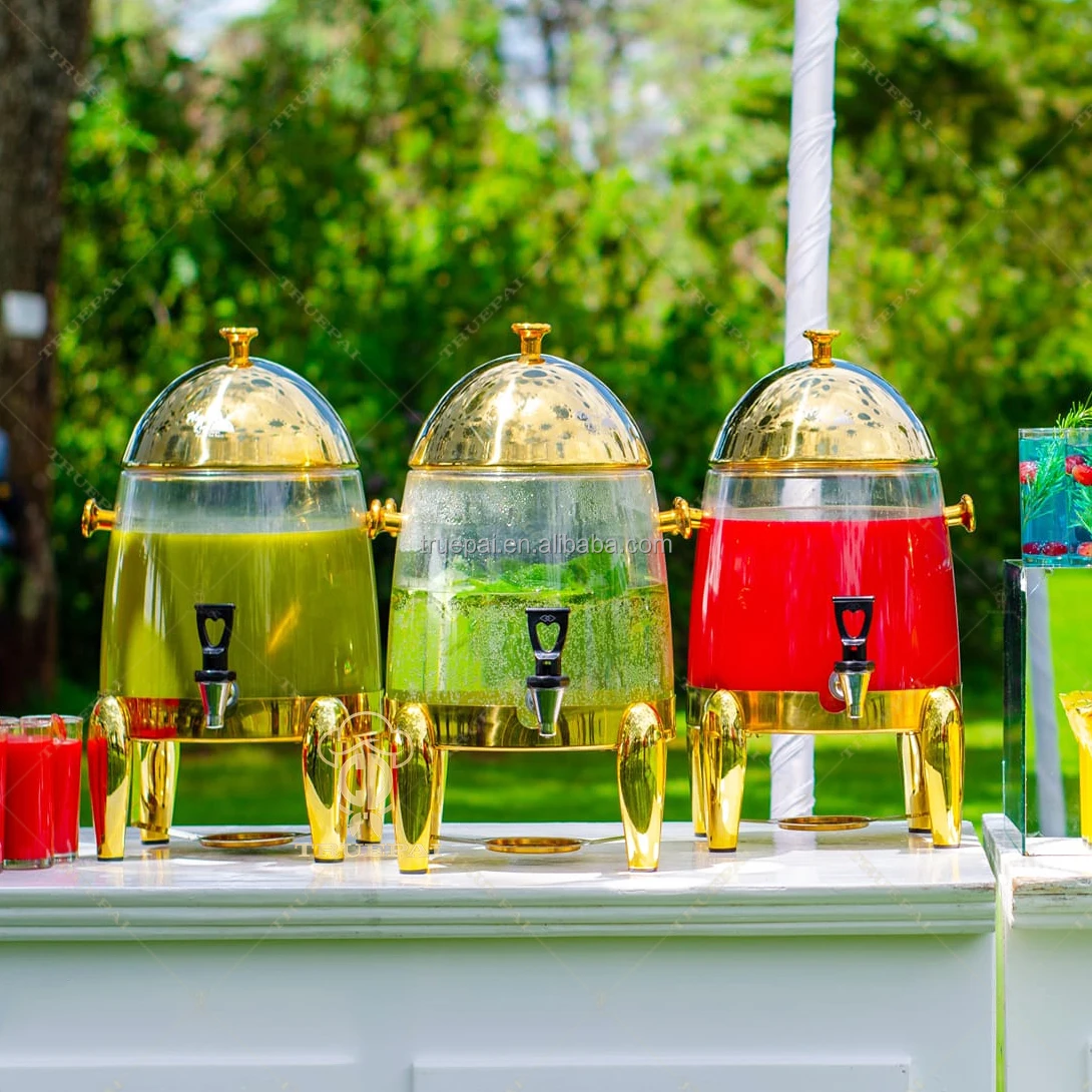 1pcs Luxury Gold 12L Juice Dispensers Stainless Steel PC Drink Dispenser Milk Coffee Soda Beverage Beer Dispenser for Cafeteria