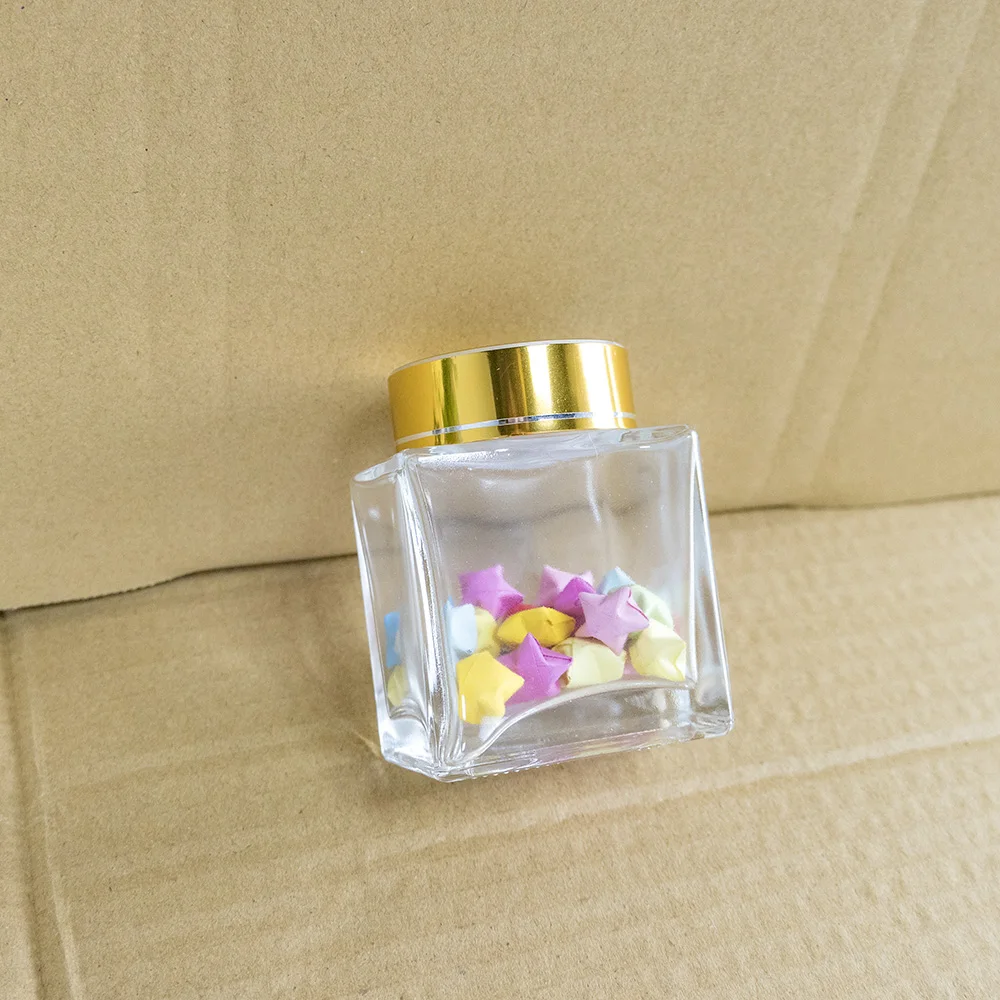 

100ml Empty Glass Bottle Customized Honey Jam Jars Gold Plastic Cover Miscellaneous Grain Storage Box Crafts Gifts Vials 1Pcs