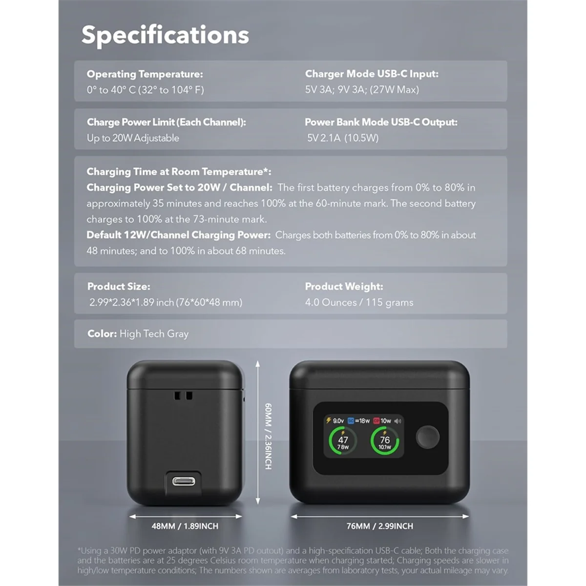 new-3c-for-x5-battery-charger-for-x5-27w-dual-fast-charging-case-intelligent-two-way-charger-hub