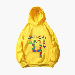 2023 New Kids 4-9th Birthday Master Builder Block Building Boys hoodies Birthday Party Cute Childre Long sleeved hoodies tops