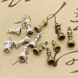 10pcs Charms Chess Knight Bishop Pawn King Queen Rook Antique Pendants,Vintage Tibetan Bronze Silver Color DIY Handmade Jewelry