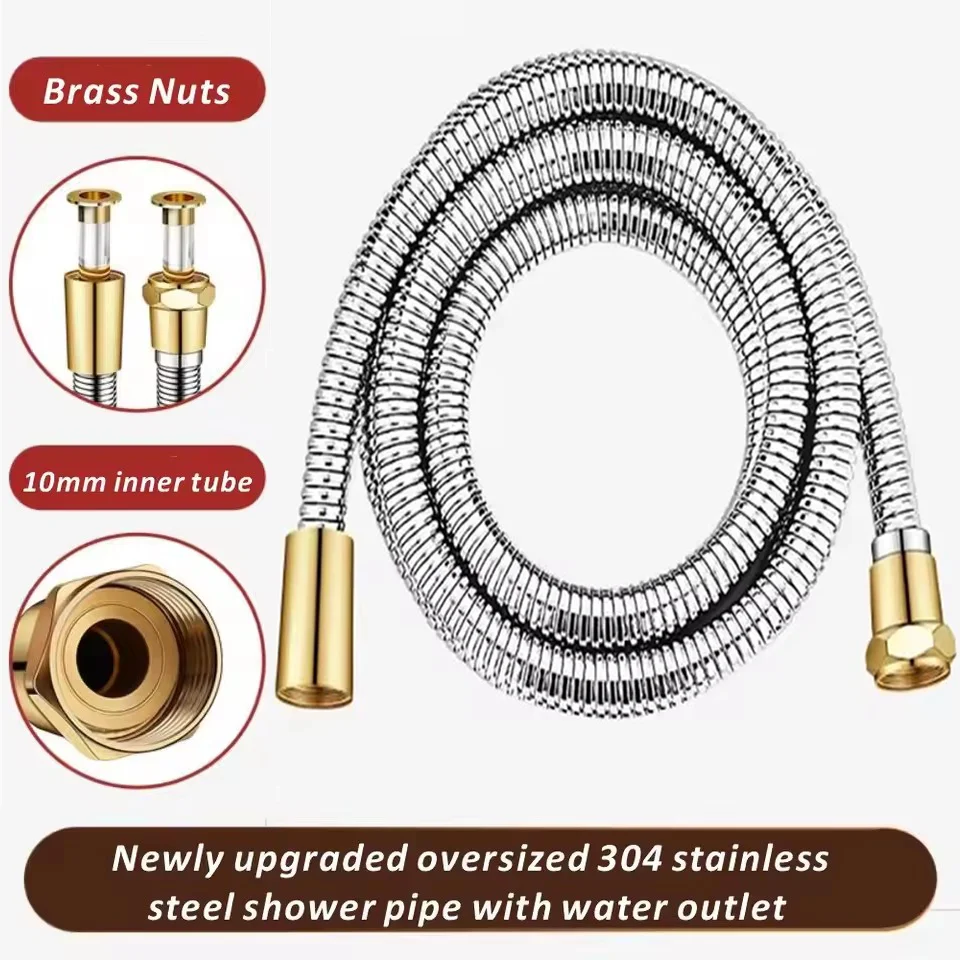 

1,5/2/3 м душевая труба из нержавеющей стали 304, взрывозащищенный гибкий шланг высокого давления с большим расходом воды, аксессуары для смесителя для ванной комнаты