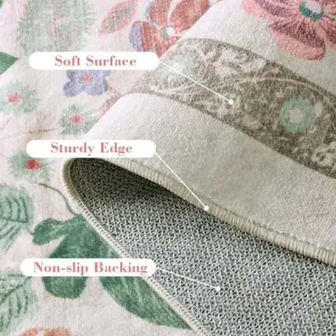 Stora blommiga tvättbara mattor 9x12 för vardagsrum Vintage Boho halkfri sovrumsmatta mjuk låg lugg tunn golvmatta inomhus för 12 best sales boho matta - №4