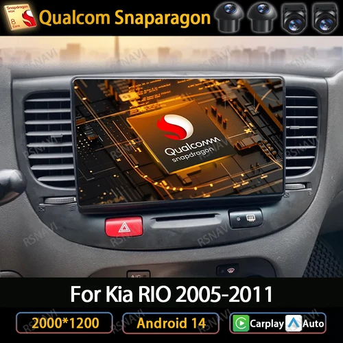 Android 14カーラジオ,マルチメディアプレーヤー,ビデオ,GPS,ワイヤレス,CarPlay,カメラ2005,4G,wifi,BT,kia rio 2 2011-360