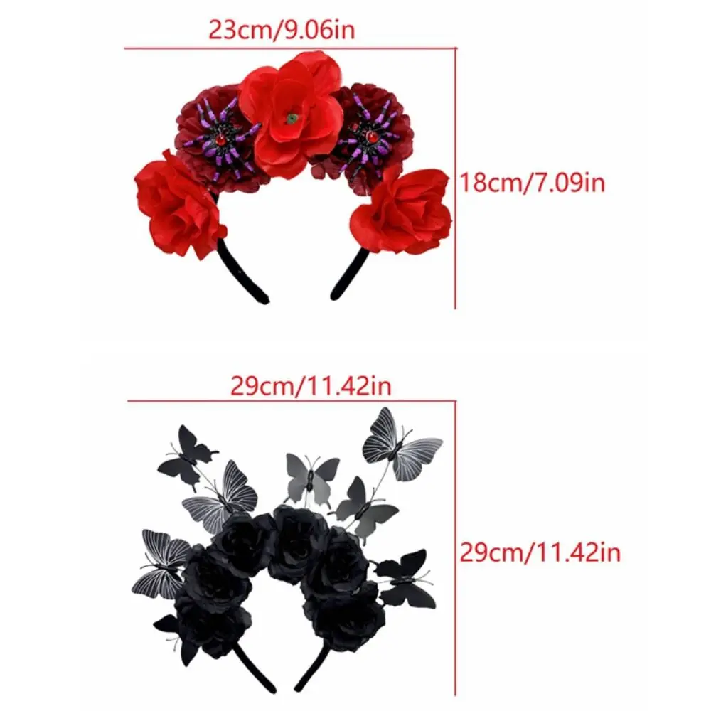 عصابة رأس وردية صناعية خفيفة الوزن، إكسسوار شعر واقعي مقلد للهالوين، مادة قماشية، عصابة رأس مريحة من القماش