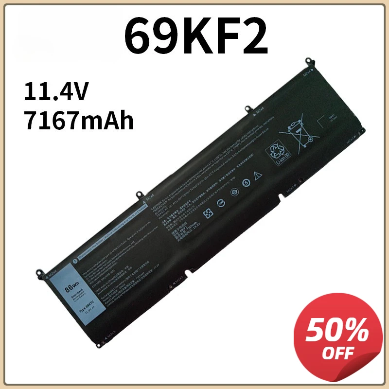 

LIXI 11.4V 7167mAh 69KF2 Laptop Battery for DELL XPS 15 9500 9510 9520 9530 Precision 5550 5560 G15 5510 5511 5520 P87F 86WH