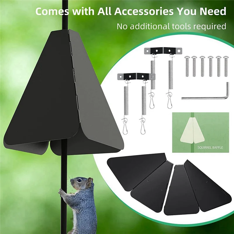 Anti-Rust Squirrel Baffle Foldable Hanging Squirrel Flapper Wrap Around Squirrel Proof Baffles Outdoor Garden Decor