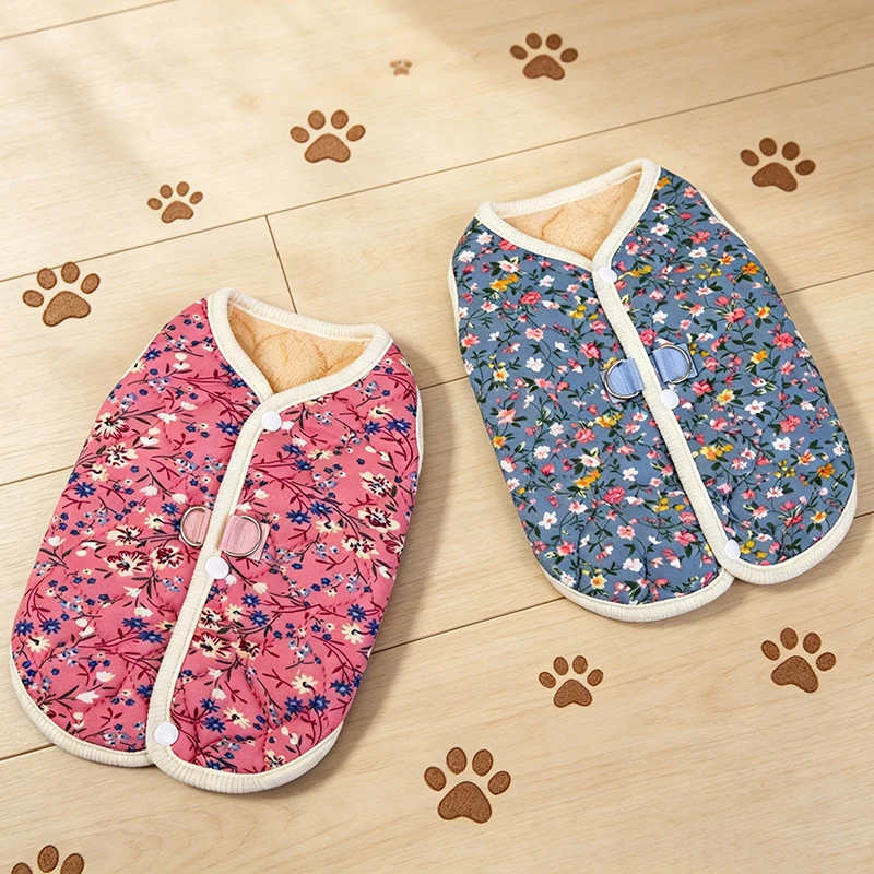 Welpen-Blumenweste Haustierkleidung Hunde-Fleece-Mantel für Hunde Jacken für Kleine Hunde Winterjacke für Haustiere Luxus-Kleidung XGMY05