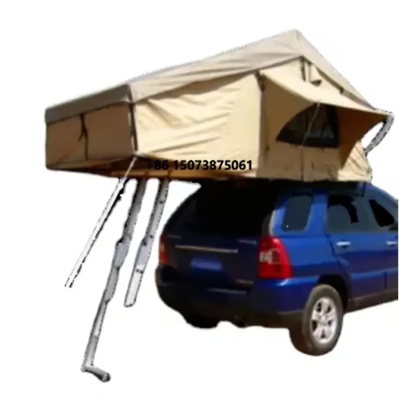 Outdoor Car Roof Top Tent One Bedroom Big Size Waterproof Canvas Four-Season Aluminum Frame with Annex Use