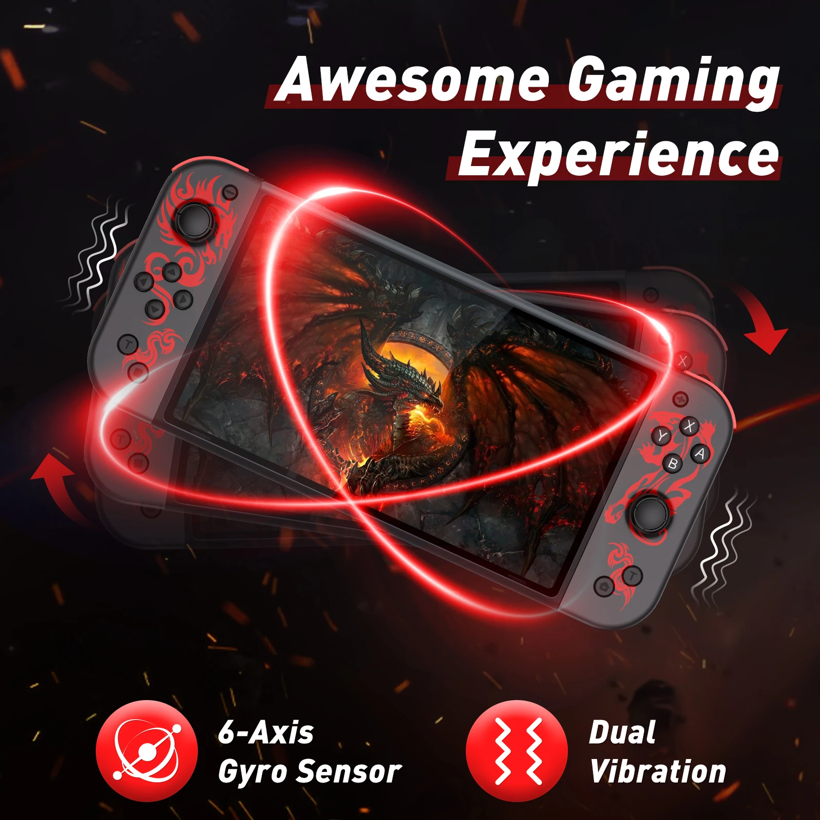 Bonadget-وحدة تحكم لاسلكية بوسادة الفرح ، L ، R Joypad لمفتاح نينتيندو ، Oled ، لايت ، عصا التحكم مع اهتزاز مزدوج ، لوحة ألعاب 6 محاور ، BT