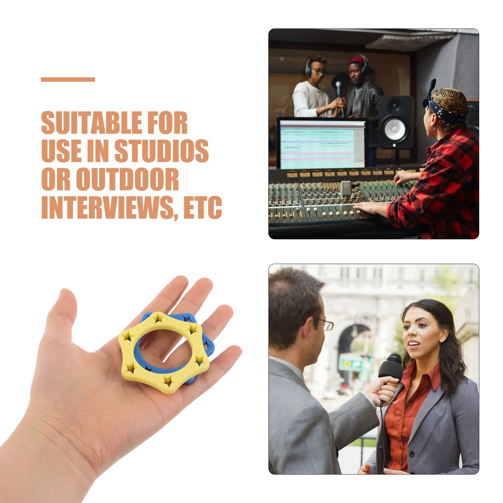 4 個のマイク滑り止めゴムリング、コードレスハンドヘルドマイク保護用のアンチロールマイクリングセット、ライブストリーミング用