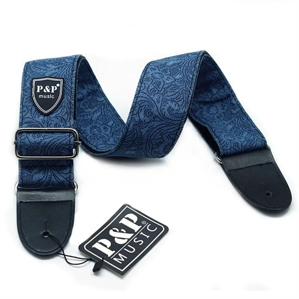 Adjustable Guitar Strap Embossed Vintage Electric Guitar Belts Denim Cotton Folk Guitar Acoustic Guitar Strap Music Hobby