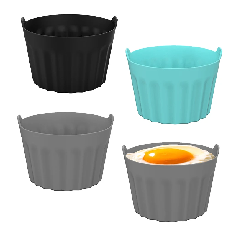 3/6Pcs Air Fryer Silicone Basket Cake Muffins Cupcakes Baking Cups Baking Custard Tart Pie Desserts Mold Egg Poaching Maker