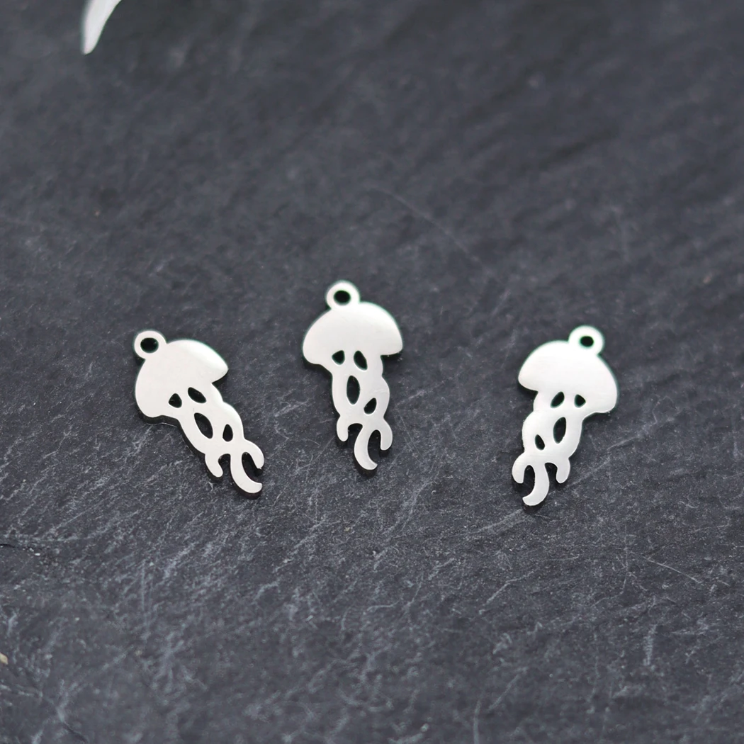 3pcs Stainless Steel Funny Jellyfish DIY Charms Pendants Ocean Animals Jewelry Make Gifts For Women Girls Necklace Accessories