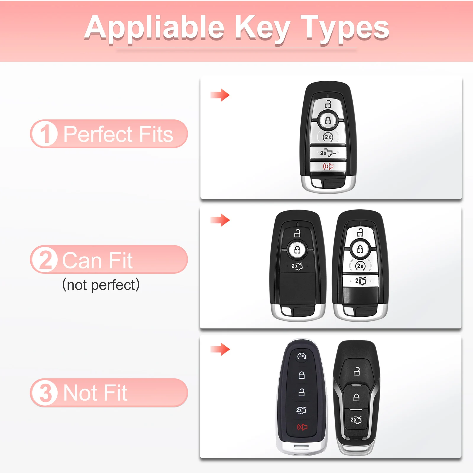 for Ford Key Fob Cover with Keychain, Pink Soft TPU Key Case Protection Fit for Edge Escape Expedition Explorer Fusion Mustang R