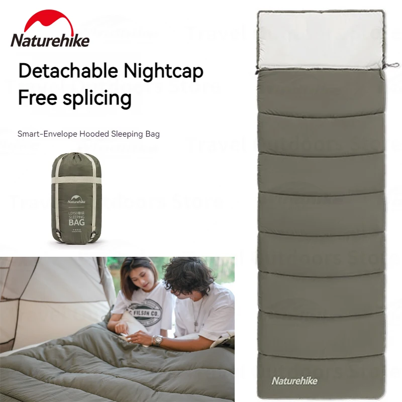 

Naturehike LD150/250/350 Camping Envelope Cotton Sleeping Bag Portable Outdoor Waterproof Adult Hooded Sleeping Bag Splicable