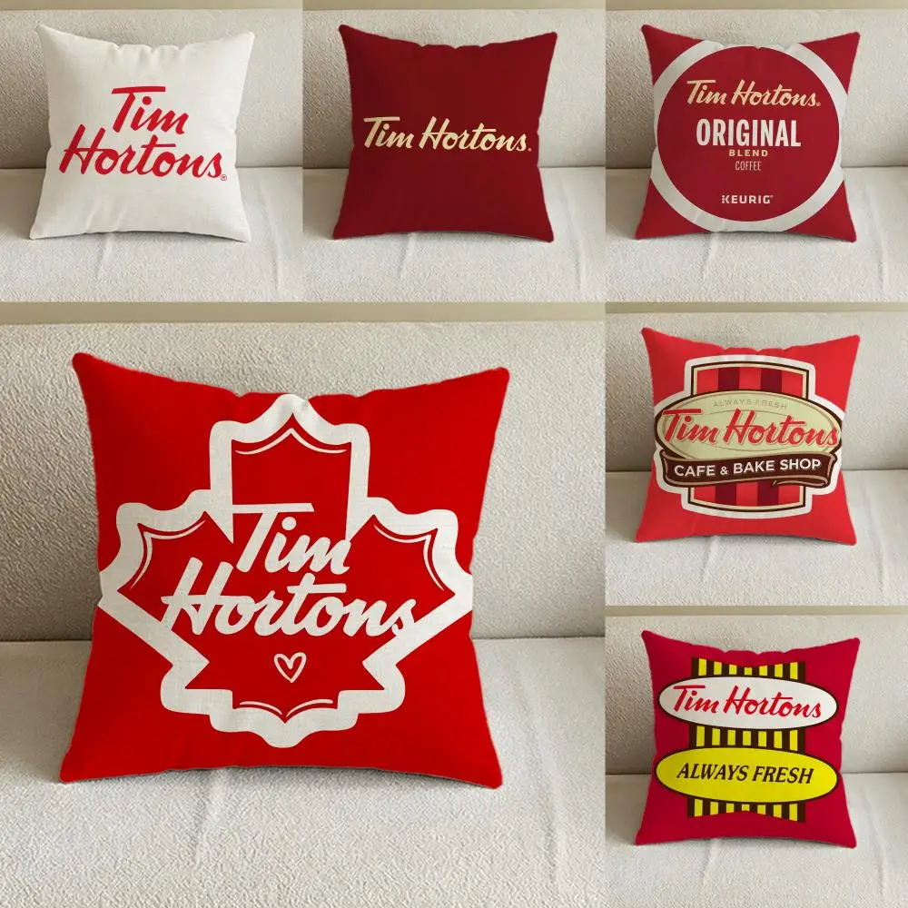 Coffee Brand Tim Hortons Cushion Cover Natural Linen Pillowcase Set, All-in-One Decor for Sofa, Bedroom & Chair