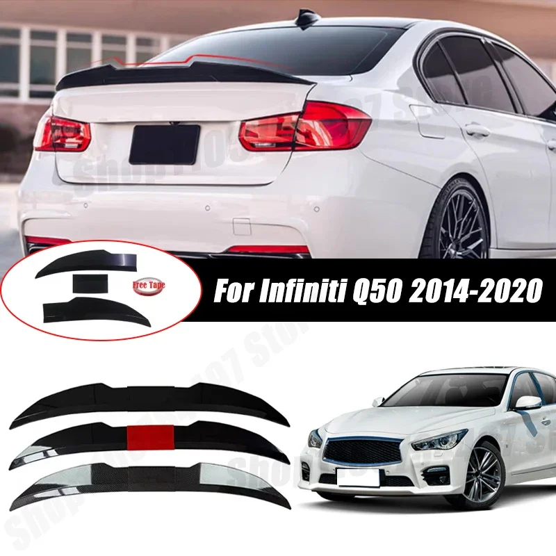 3pcs Sedan Rear Trunk Spoiler For Infiniti Q50 2014-2020 Adjustable DIY Modified Trunk Spoiler Automotive Accessories
