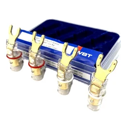 4Pcs Hi-end Pure Red Copper Y Shape Speaker Cable Adapter Jack Plugs Screwing Audio Spade Plug Connector