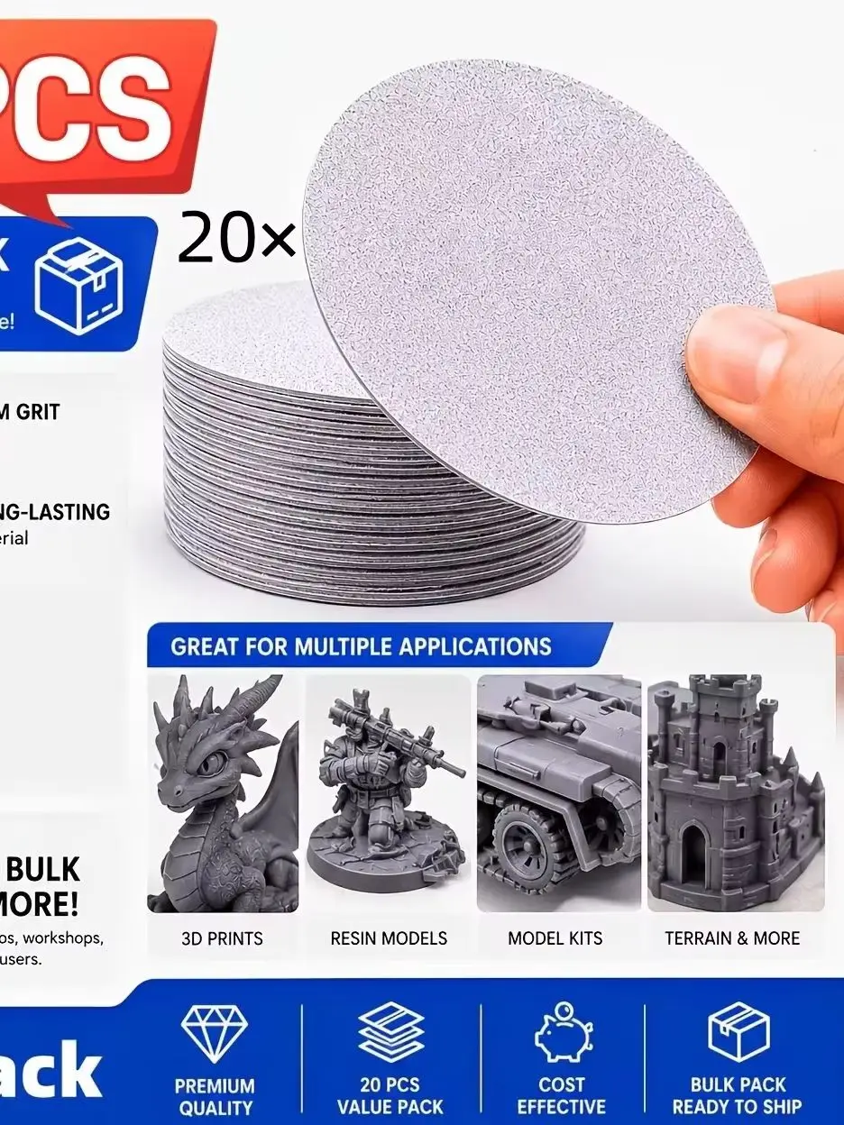 Ultrafeine Schleifscheibe mit Körnung 2000 – 3D-gedruckte und mit Harz beschichtete Polierscheibe für 3D-Drucke, ABS und Acryl, entfernt Schichtlinien und Kratzer