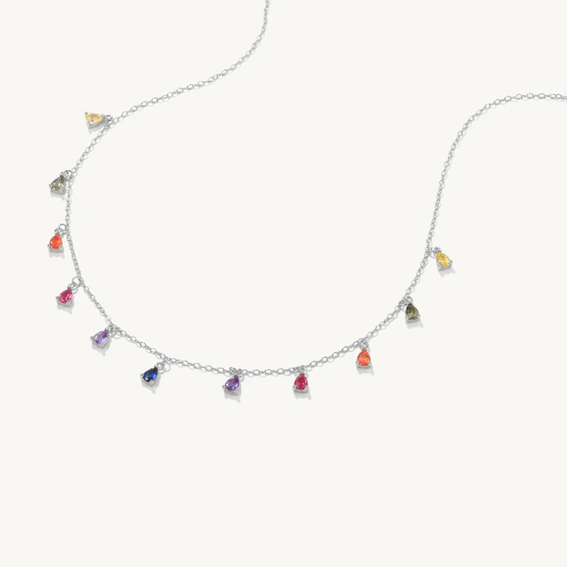 Aide 925 Sterling Silver Bohemian Colorful Crystal Stone Choker Necklace for Women Gold Chain Charm Handmade Jewelry Collars