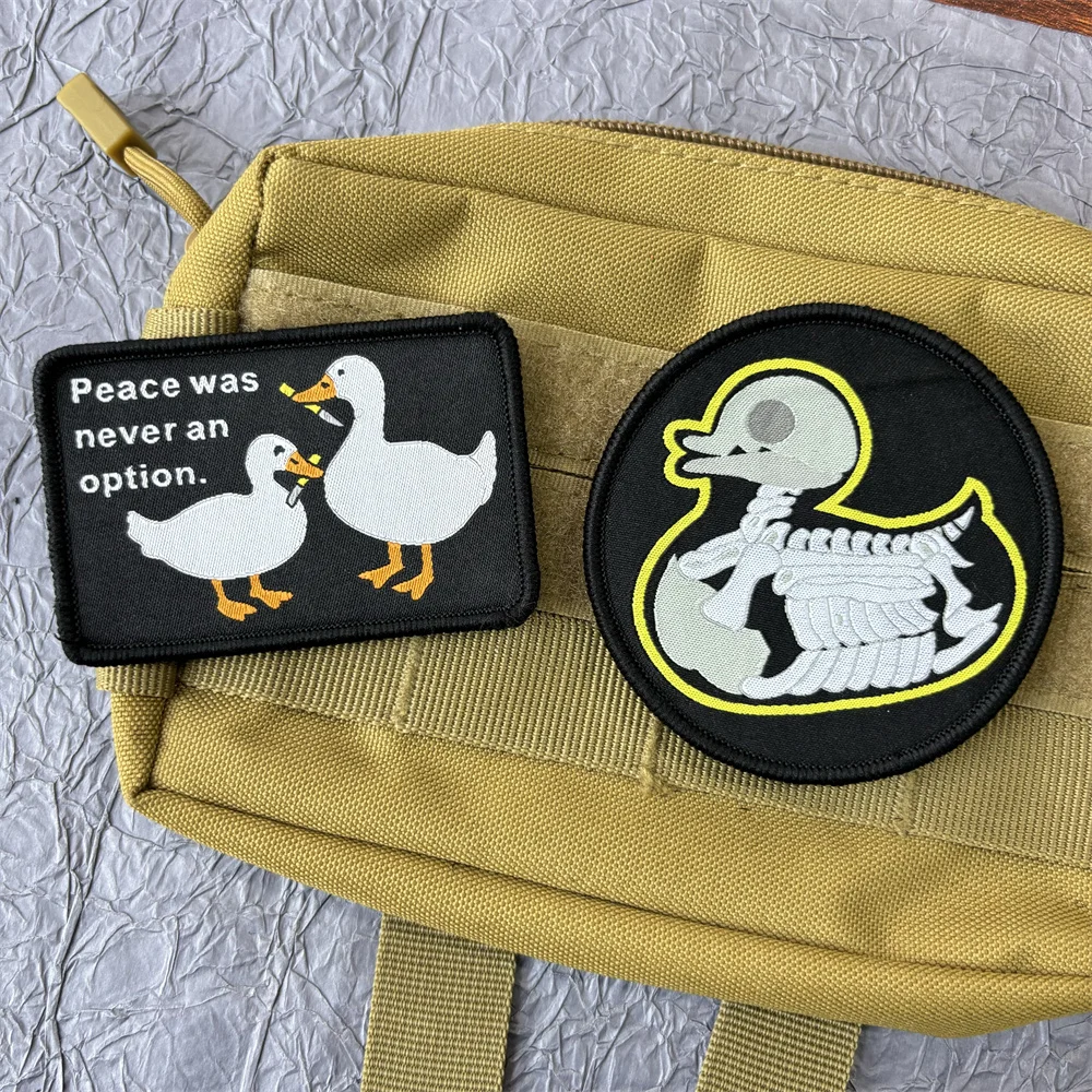 

Cartoon Duck Fabric Patch for Clothing Funny Stickers Cute Morale Badge Hook and Loop Patches Backpack Tactical Equipment